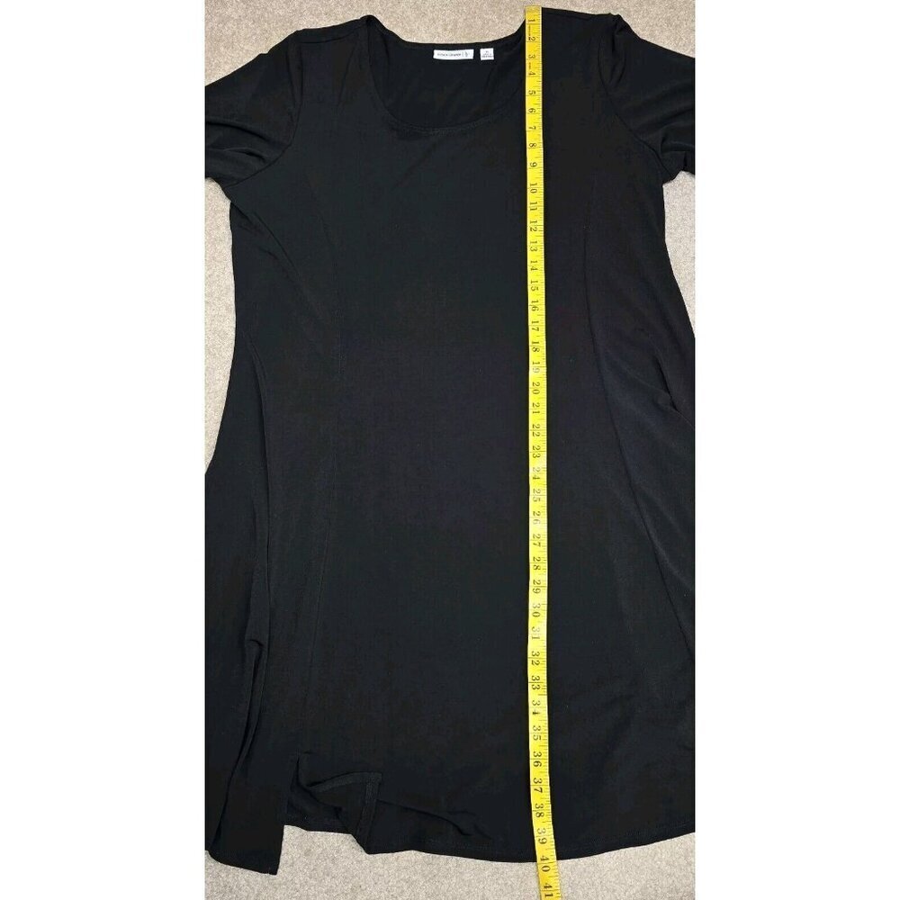 Susan Graver Classic Black Liquid Knit Dress Short Sleeve Size XL Stretch Career - Picture 7 of 8